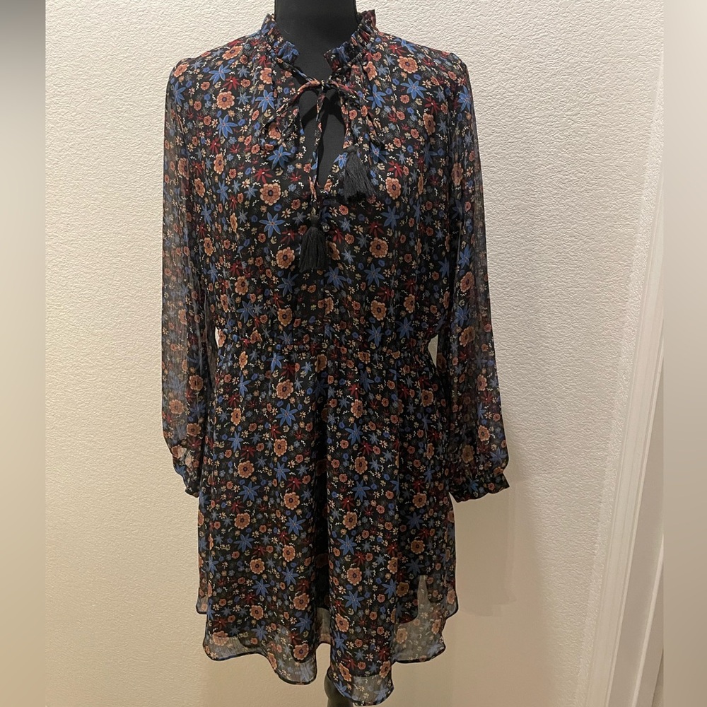 Lost + Wander Blue Floral Knee-Length Sundress